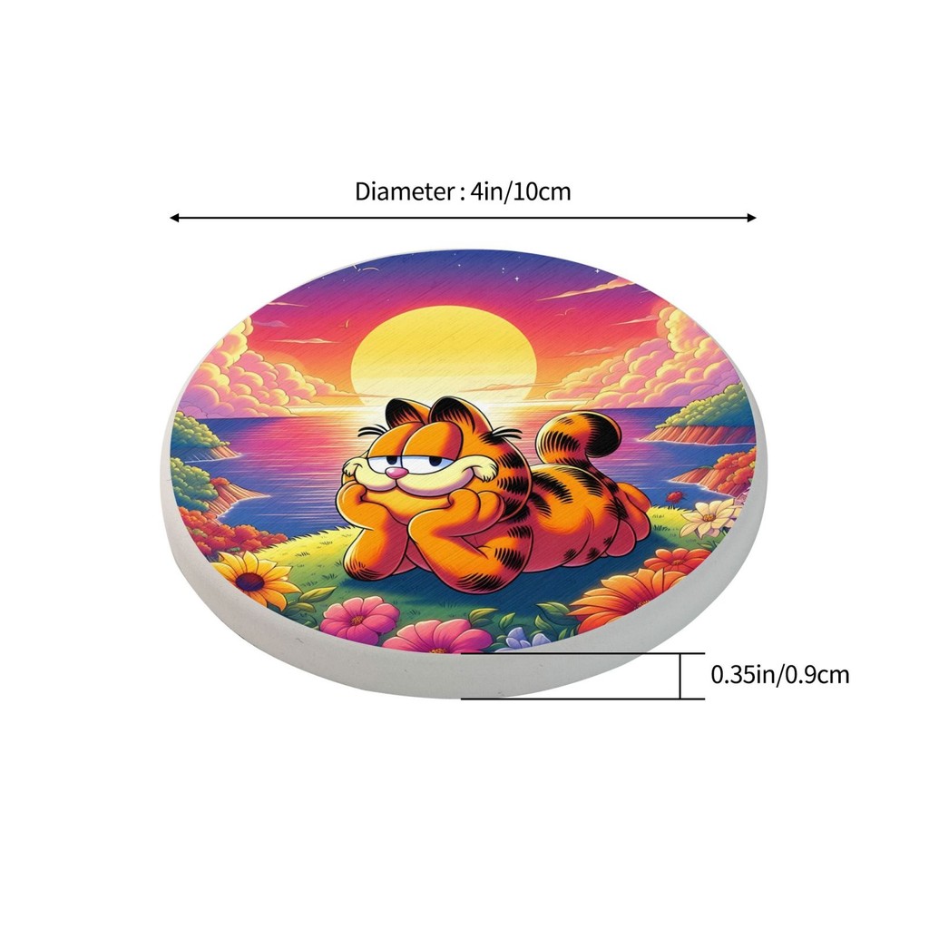 Đế lót ly trái đất Garfield Diatomaceous, Bộ nhiều miếng, Đế lót ly đồ uống trái đất hình tròn 4 Inc