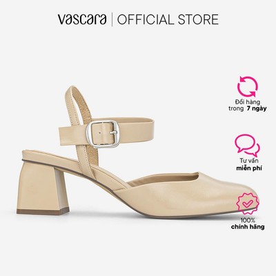 Vascara Giày Bít Mũi Block Heel Phối Khóa Trang Trí - BMN 0740