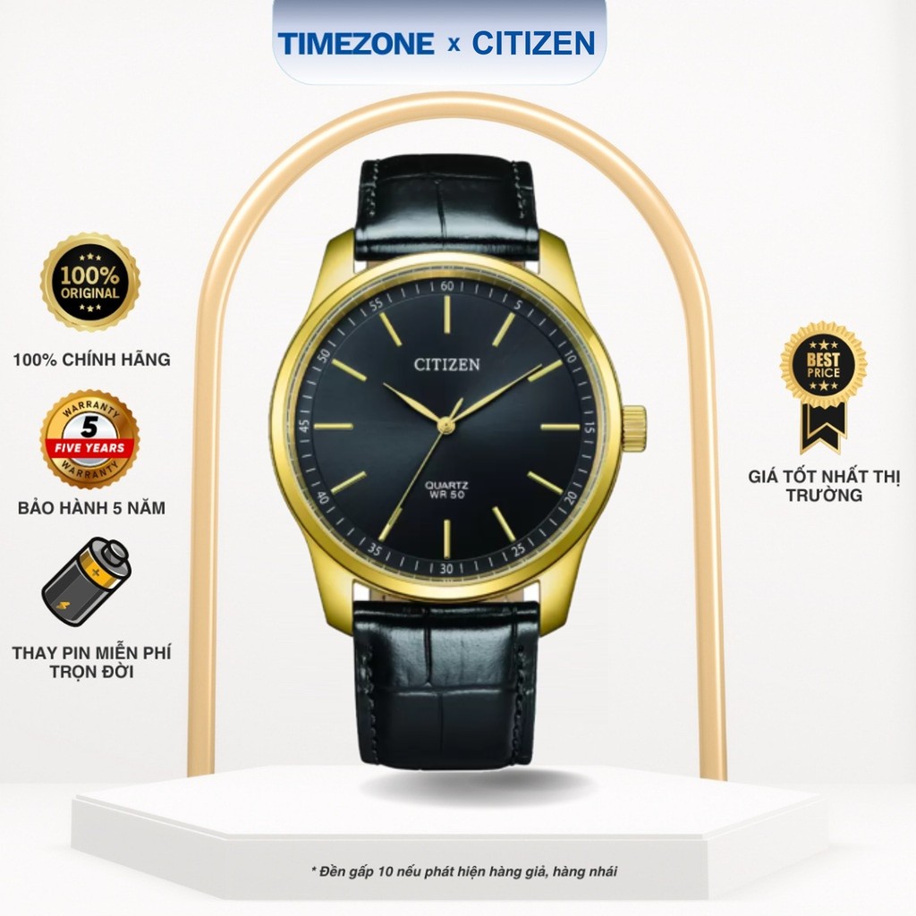 Đồng hồ Citizen Chính Hãng Quartz Nam BH5002-02E Kính Khoáng Dây Da - TIMEZONEVN