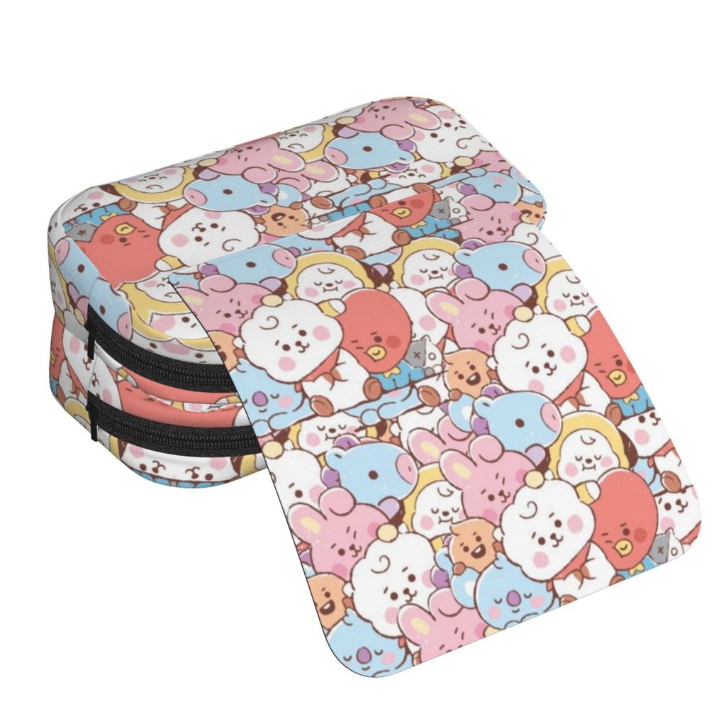 Hộp đựng bút chì hai lớp BT21 có tay cầm Túi đựng bút chì lớn In dễ thương Túi đựng bút chì cho bé t
