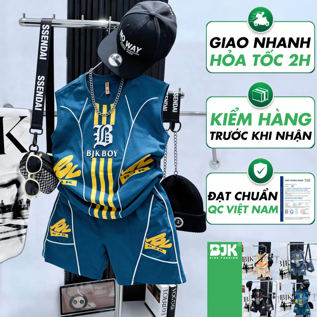 Bộ Sát Nách Thun Bé Trai BJK 41042 |Chất Thun Cotton 100% Co Giãn 4 Chiều - Đạt Chuẩn QC-VN An toàn 