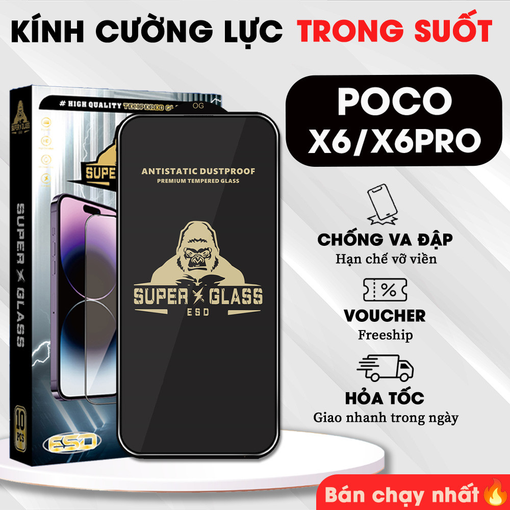 Kính cường lực Xiaomi Poco X6 / X6 Pro / X6 Neo phủ nano, full màn - TIGERCASE