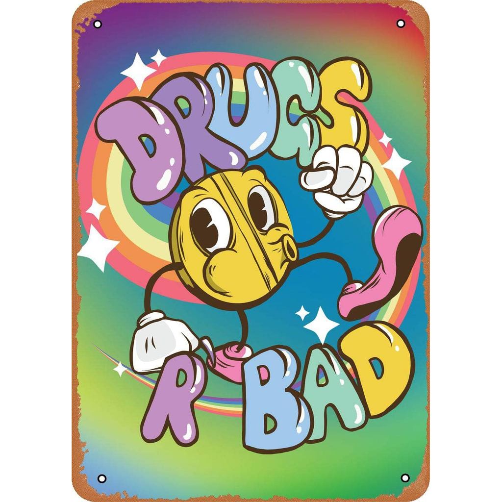 Techno Raver Thuốc R Bad Techno Molly Mảng bám Poster Kim Loại Tín Hiệu 8 "x 12" Vintage Retro Trang