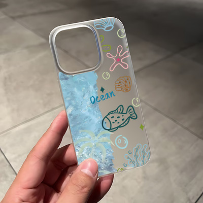 Suntaiho Dễ Thương Đại Dương Doodle Rõ Ràng In Hình Tối Giản Ốp Lưng TPU Chống Sốc Cho iPhone 17-11 X XS XR Pro Max Plus