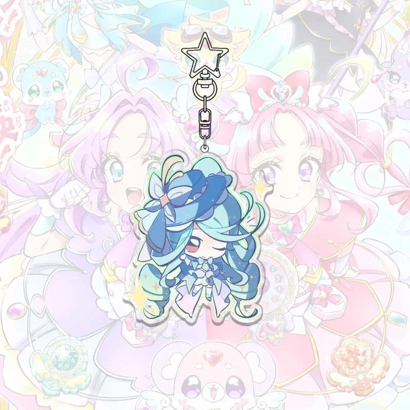 Chibi Star Detective Precure Cartoon Acrylic Keychain Kawaii Girl Bag Hanging Face Decor Móc Khóa Dà