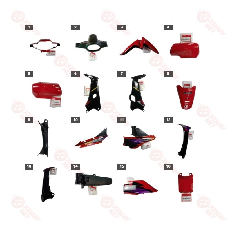 Dàn Nhựa - Dàn Áo Wave Zx Năm 2004 Màu Dỏ R263 Q