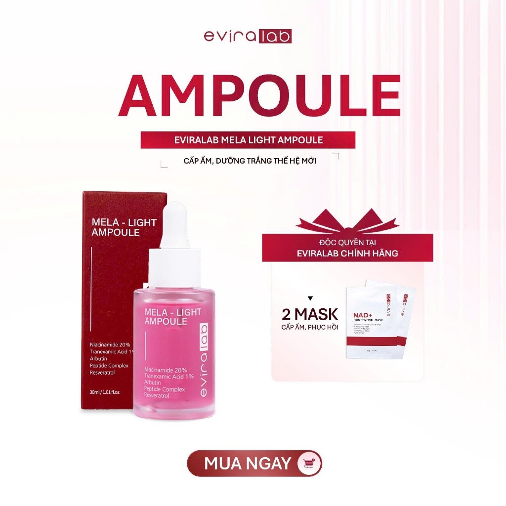 Tinh Chất EVIRALAB Mela Light Ampoule 30ml Mờ Nám Dưỡng Sáng Da | Olise Cosmetics