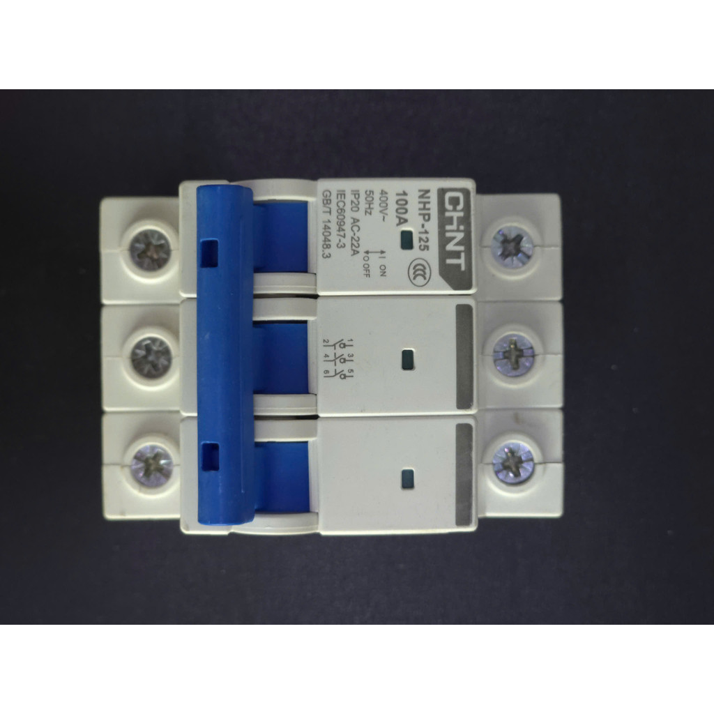 CB 3P 100A CHINT NHP-125 Gắn Tủ Điện - MCCB CHINT NHP-125 3P 100A CB Tổng 3 Pha Bảo Vệ Tủ Điện