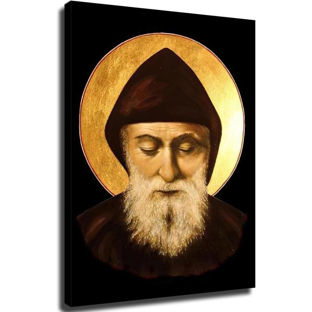 Wall Art VhoMes Saint Sharbel Canvas Print - Poster Charbel Makhlouf, Lebanon Mar Holiness & Unity w
