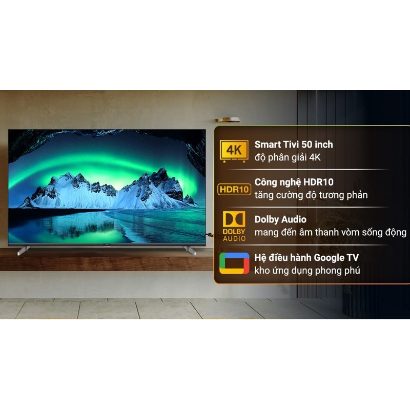 [HÀNG CHÍNH HÃNG] -  Android Tivi Aqua 4K 50 inch AQT50K800UG 2024 - Việt Nam (LIKE NEW)