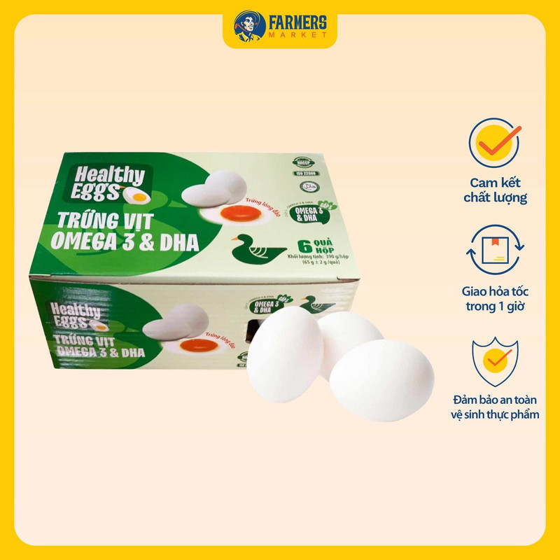 Trứng vịt Omega 3 và DHA Healthy Eggs 60 g ( 6 quả/hộp) (I0012792)