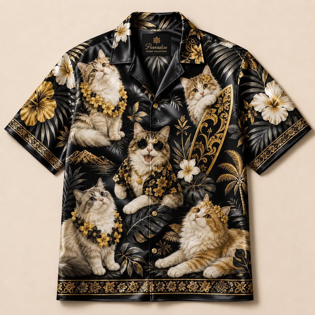 Hiwaii Shirt - Satin Cat Áo Sơ Mi hawaii cuban