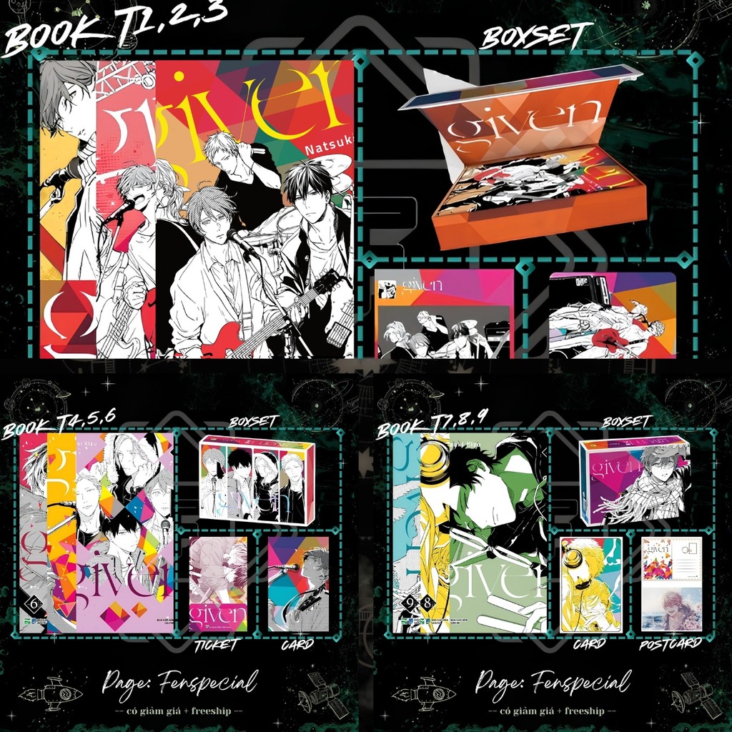 Đánh Dấu Trang - Given - Tập 1, 2, 3, 4, 5, 6, 7, 8, 9 - Bản Sưu Tầm - Boxset, Card + Quà 1tr - Đánh