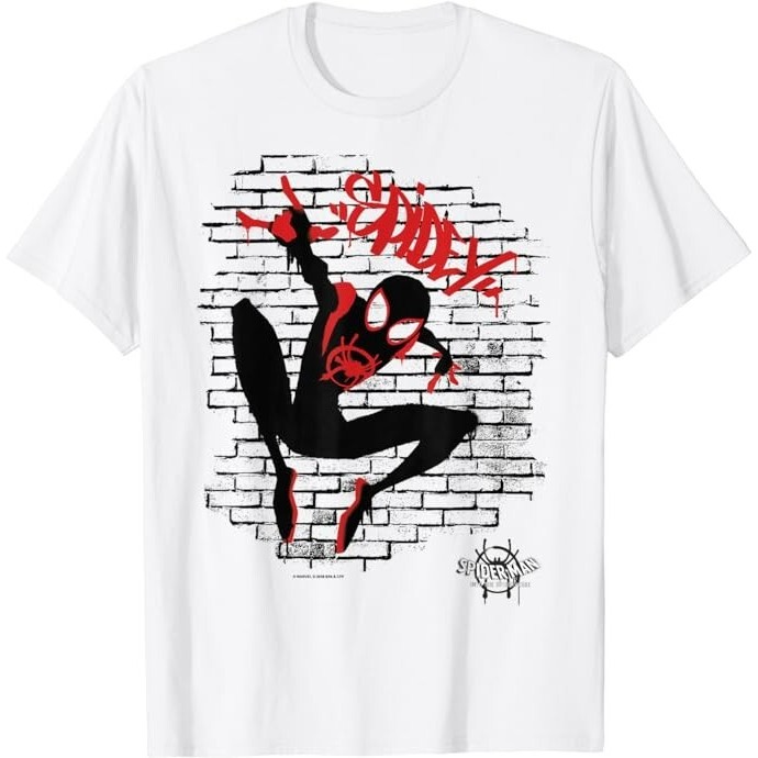 Áo thun Marvel Spiderman Spiderman Graffiti Nam Trắng