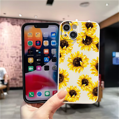 Ốp điện thoại TPU chống sốc in hoa hướng dương Suntaiho cho iPhone 17 16 15 14 13 12 11 X XS XR Pro Max Plus