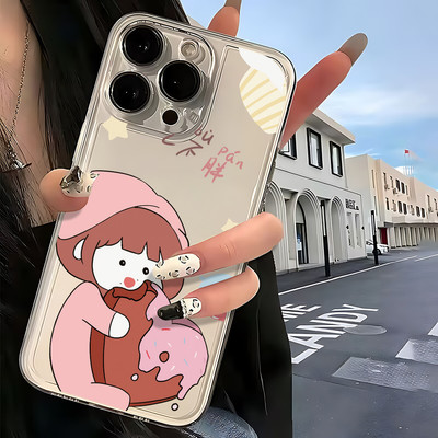 Suntaiho Cô Gái Dễ Thương Donut Rõ Ràng Ốp Lưng In Hình TPU Chống Sốc Cho iPhone 17 16 15 14 13 12 11 X XS XR Pro Max Plus