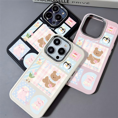 Suntaiho Kawaii Animal Collage Pink Ốp lưng TPU chống sốc in hình cho iPhone 17-11 X XS XR Pro Max Plus