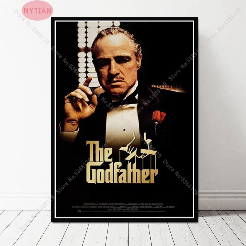 The Godfather Classic Movie Wall Art _ Black & White Marlon Brando Canvas Poster In - Trang Trí Biểu