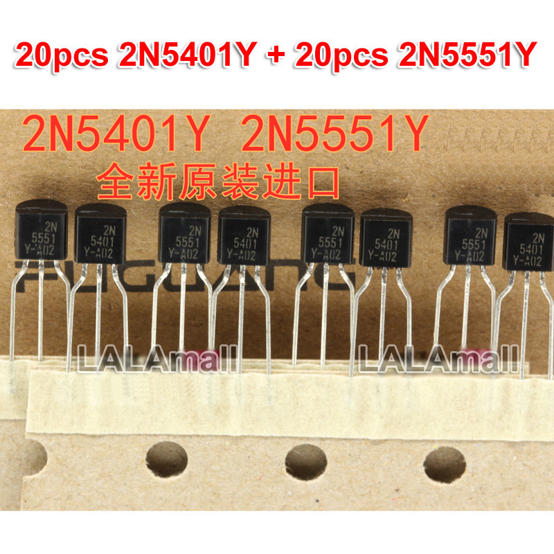 40 Chiếc Chính Hãng (20 Chiếc 2N5401 + 20 Chiếc 2N5551) 2N5401Y 2N5551Y TO-92 2N5551YTA 2N5501YTA TO