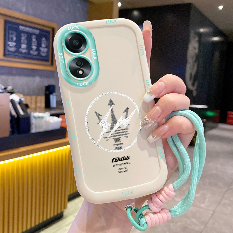Ốp Lưng Cho OPPO A58 4G A58 5G A58X 5G A78 5G A1X 5G A2X 5G Điện Thoại Hoa Xanh Dây Đeo Silicon