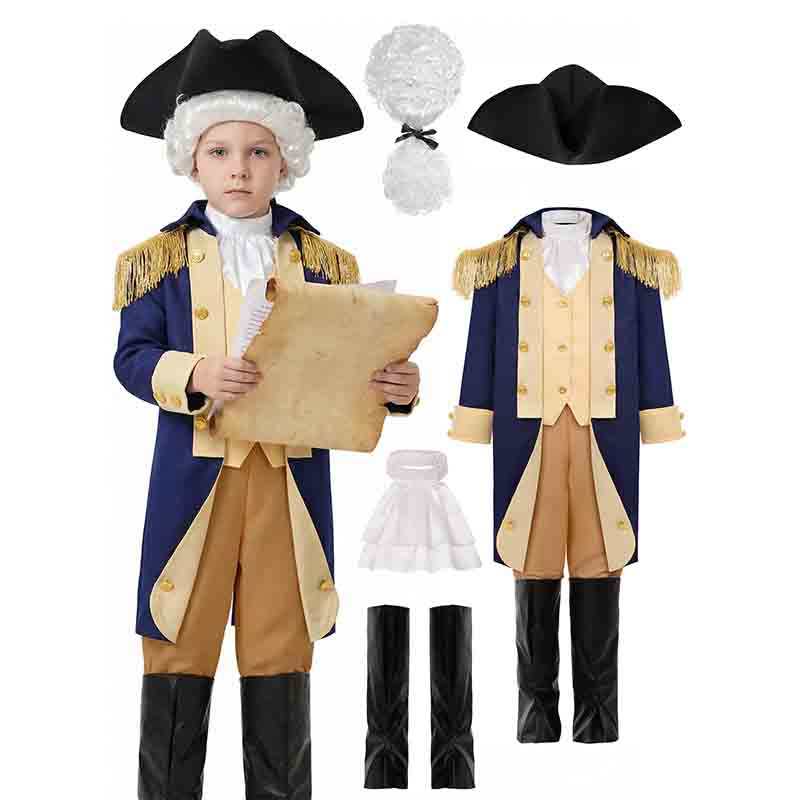 Trẻ em George Washington Trang phục sáng lập Trang phục cha cho bé trai Đồng phục thuộc địa Mỹ