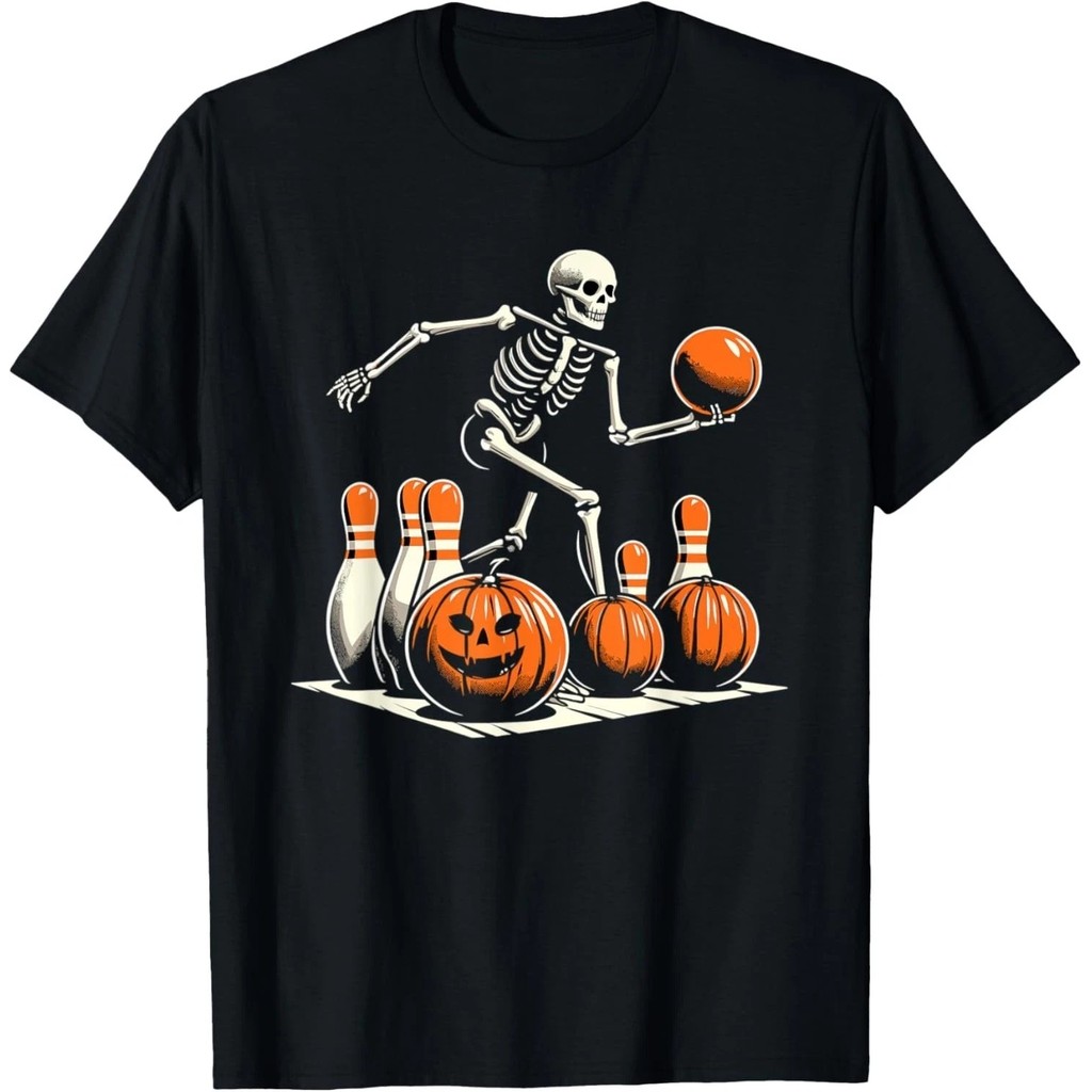 Bộ xương Bowling Người chơi vui nhộn Bowling Áo thun Halloween