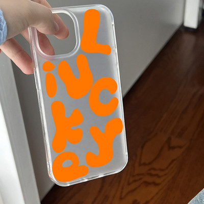 Suntaiho Lucky Orange Typography Ốp TPU chống sốc in trong suốt cho iPhone 17 16 15 14 13 12 11 X XS XR Pro Max Plus