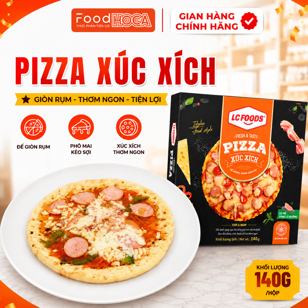 [GIAO HOẢ TỐC] Pizza Xúc Xích LC Foods 140G - Pizza Đông Lạnh Ăn Sáng Shop HOCA FOOD