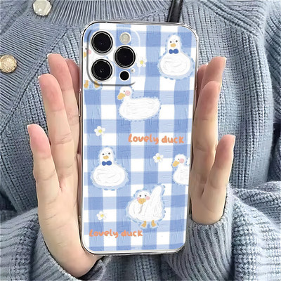 Suntaiho Vịt Dễ Thương Kẻ Sọc Trong Suốt In Hình Ốp Lưng TPU Chống Sốc Cho iPhone 17 16 15 14 13 12 11 X XS XR Pro Max Plus