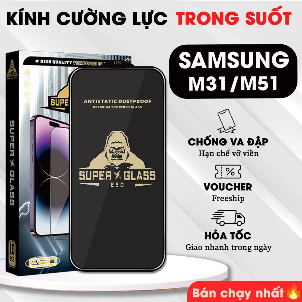 Kính cường lực Samsung M31 / M51 phủ nano, full màn - TIGERCASE