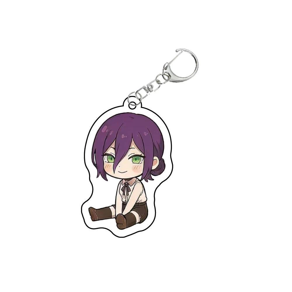 Anime Keychain Chainsaw Man Pochita Makima Cartoon Acrylic Bag Keyring Hanging Face Cos Móc Khóa Dày