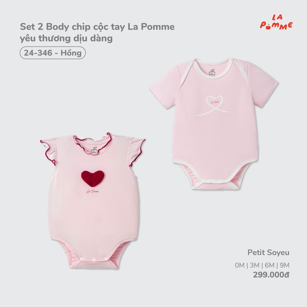 (0M-9M) La Pomme - Set 2 Body chip cộc tay La Pomme yêu thương dịu dàng ( Mã 24346 ) - SS26.T7A ( ZZ