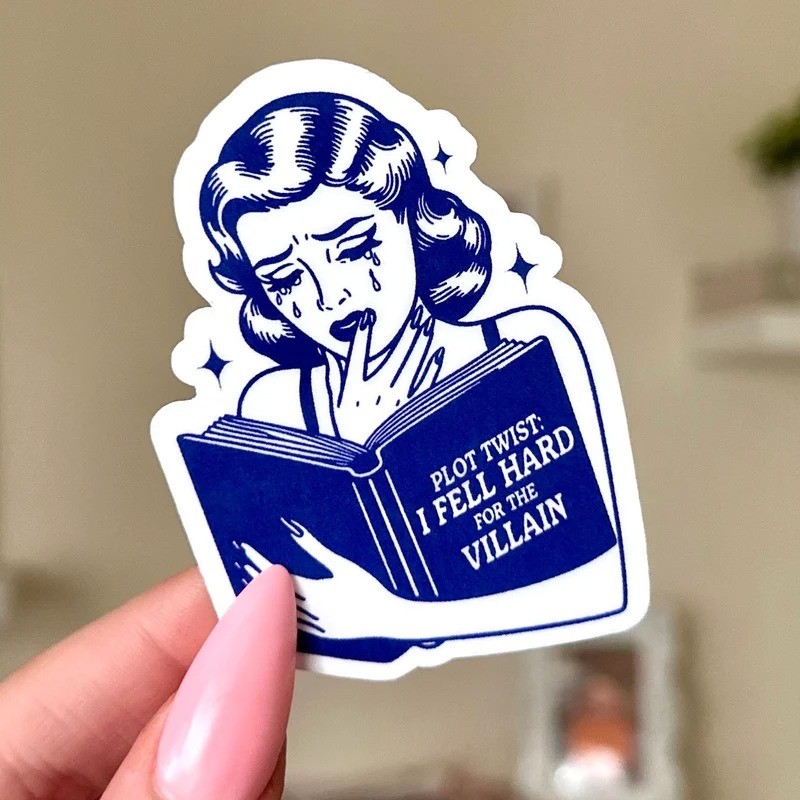 Sticker chống nước "Plot twist I fell hard for the villain" - nhãn dán dễ thương mua nhiều giá rẻ M0