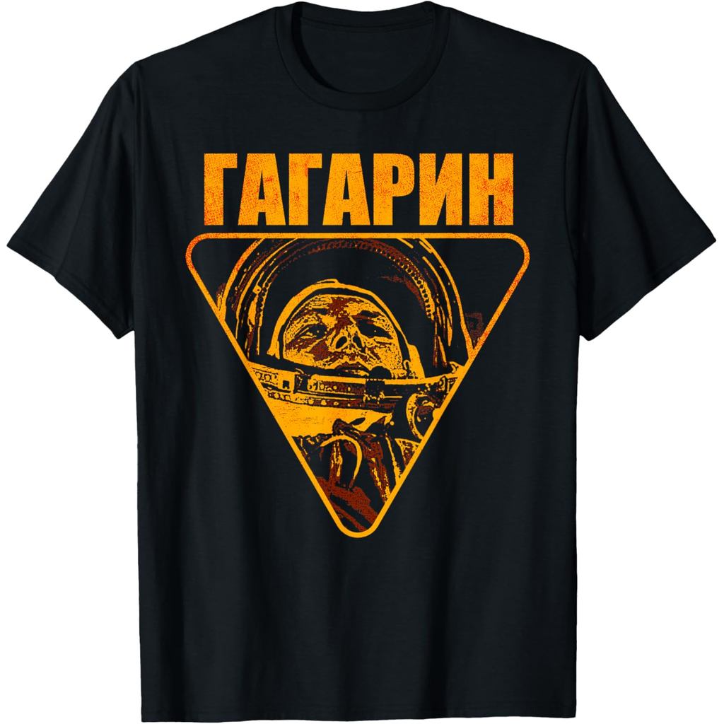 Áo thun cotton nam Yuri Gagarin Phi hành gia Phi hành gia Liên Xô Không gian Áo thun Cyrillic cotton
