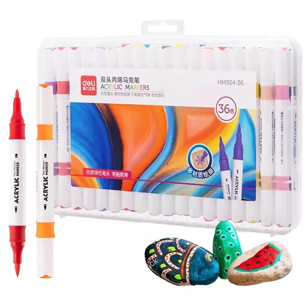 Deli - Bút Acrylic Marker 2 Đầu 36 Màu HM924-36