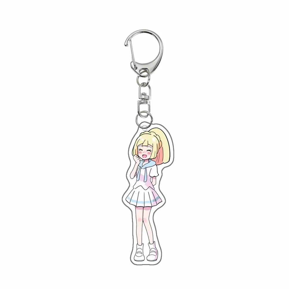 Pokemon Key Chain May Dawn Lyra Hilda Rosa Serena Gloria Lillie Anime Cartoon Mica Keychain Móc Khóa