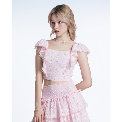 GIGI - Áo kiểu cổ vuông phối bèo dịu dàng_G1110T231270-41