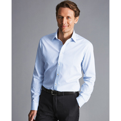CHARLES TYRWHITT - Áo sơ mi nam cổ bẻ tay dài Non Iron Twill Stripe_FON0336-WSK