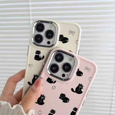 Suntaiho Mèo Đen Dễ Thương Pastel Ốp Lưng In Hình TPU Chống Sốc Cho iPhone 17 16 15 14 13 12 11 X XS XR Pro Max Plus