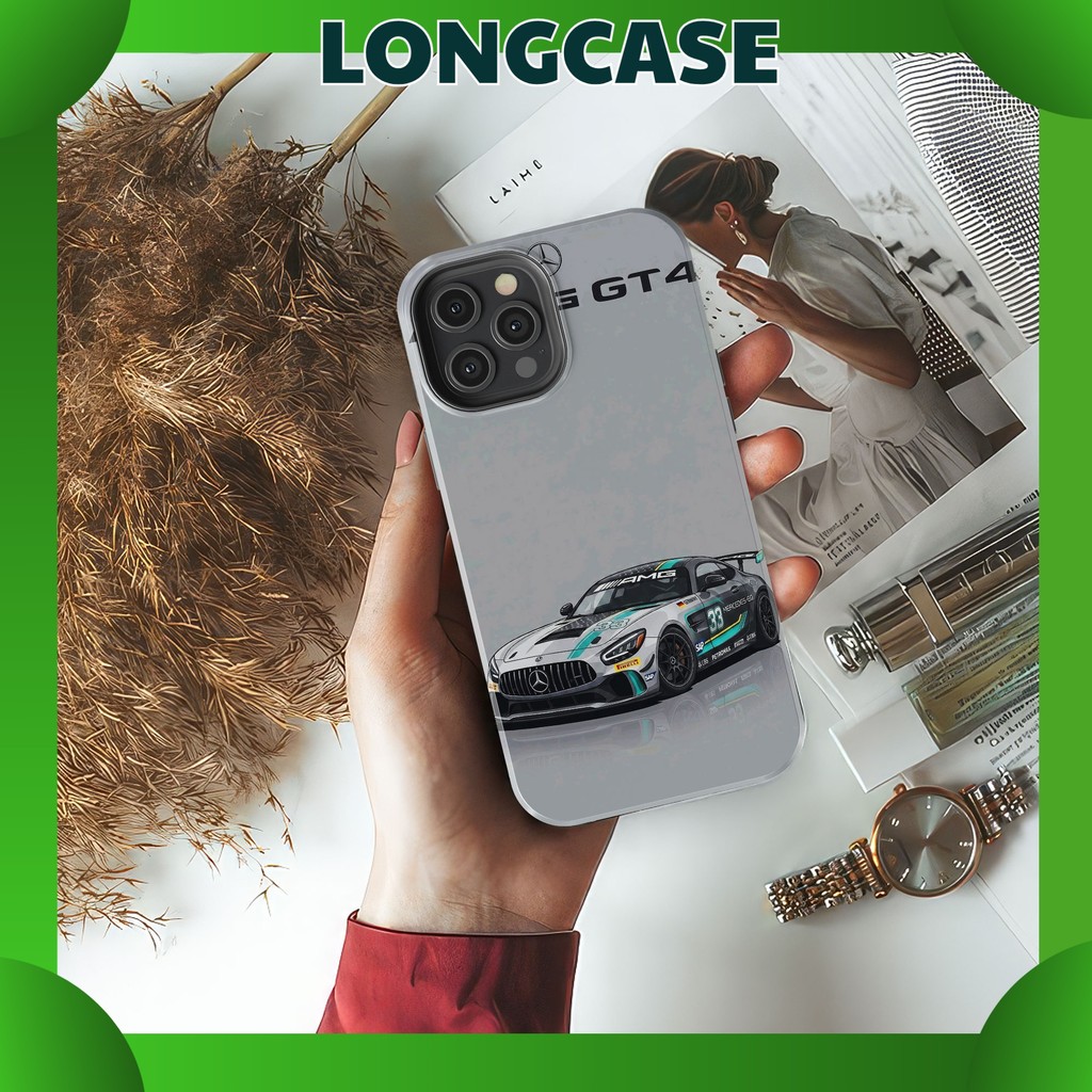 Ốp iphone xe đua Mercedes AMG GT3 TPU cứng bóng cho iphone 11 đến iphone 17 bảo vệ camera