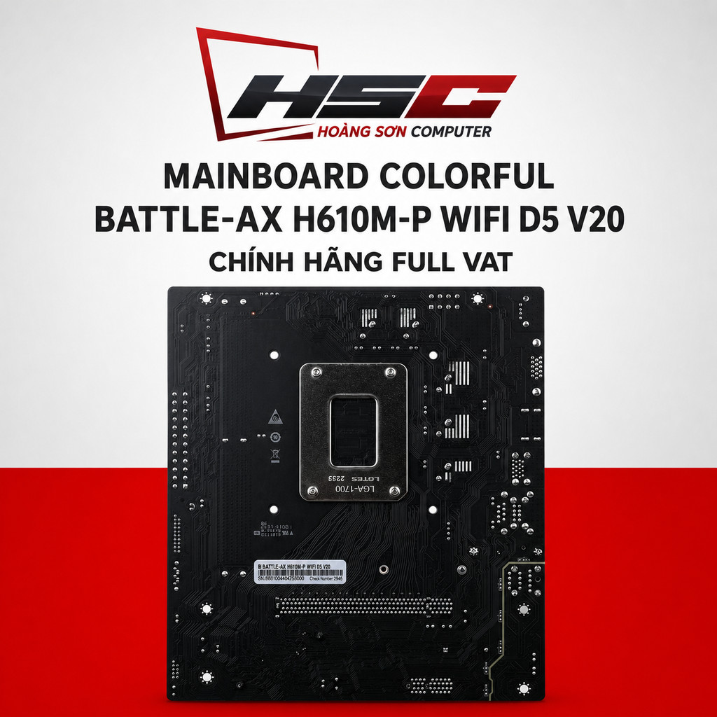 Bảng mạch Colorful BATTLE-AX H610M-P WIFI D5 V20 (DÙNG RAM DDR5) - HÀNG MỚI 100% - CHÍNH HÃNG - CÓ V