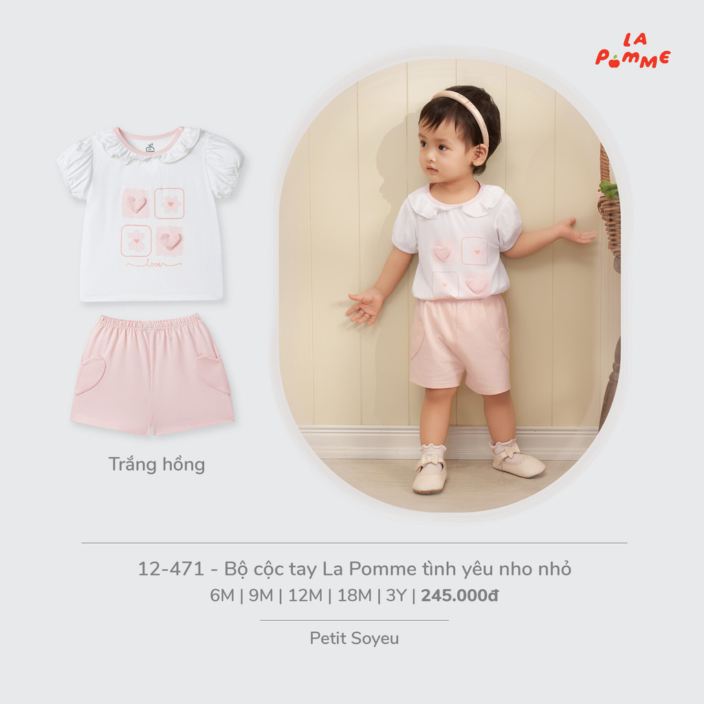 (6M-2Y) La Pomme - Bộ cộc tay La Pomme tình yêu nho nhỏ ( Mã 12471 ) - SS26.T7A ( ZZ )