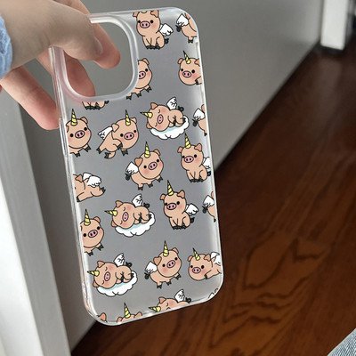Suntaiho Unicorn Piglets Ốp lưng trong suốt in hình TPU chống sốc cho iPhone 17 16 15 14 13 12 11 X XS XR Pro Max Plus