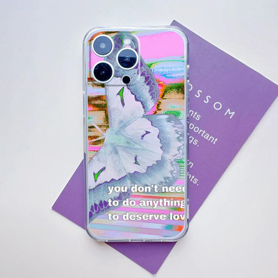 Suntaiho Pastel Bướm Trích Dẫn Trong Suốt Ốp Lưng TPU Chống Sốc In Hình Cho iPhone 17-11 X XS XR Pro Max Plus