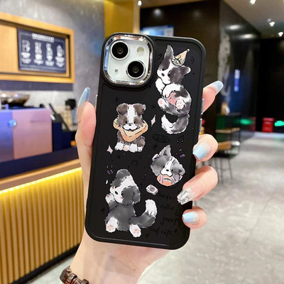 Suntaiho Cute Puppy Collage Soft Pink In hình TPU chống sốc cho iPhone 17 16 15 14 13 12 11 X XS XR Pro Max Plus