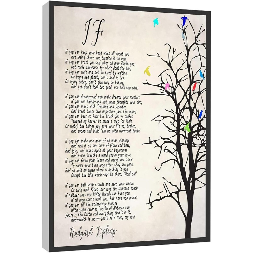 RCVTVPV Nếu Kipling Thơ Nghệ thuật treo tường, Rudyard Kipling Bài thơ truyền cảm hứng Poster Canvas