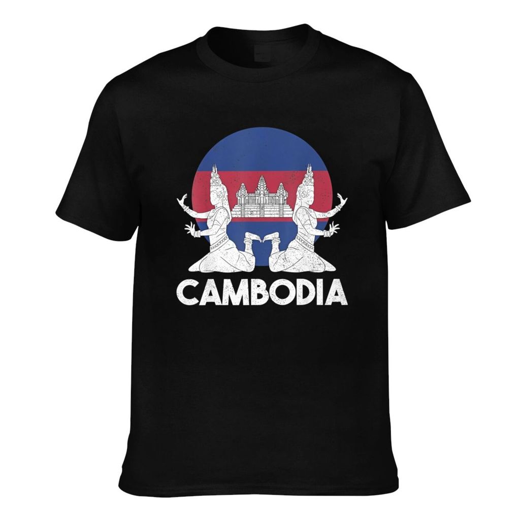 Áo thun thường ngày Campuchia Campuchia Khmer Khiêu vũ truyền thống Đền Apsara Áo thun cổ điển cho n
