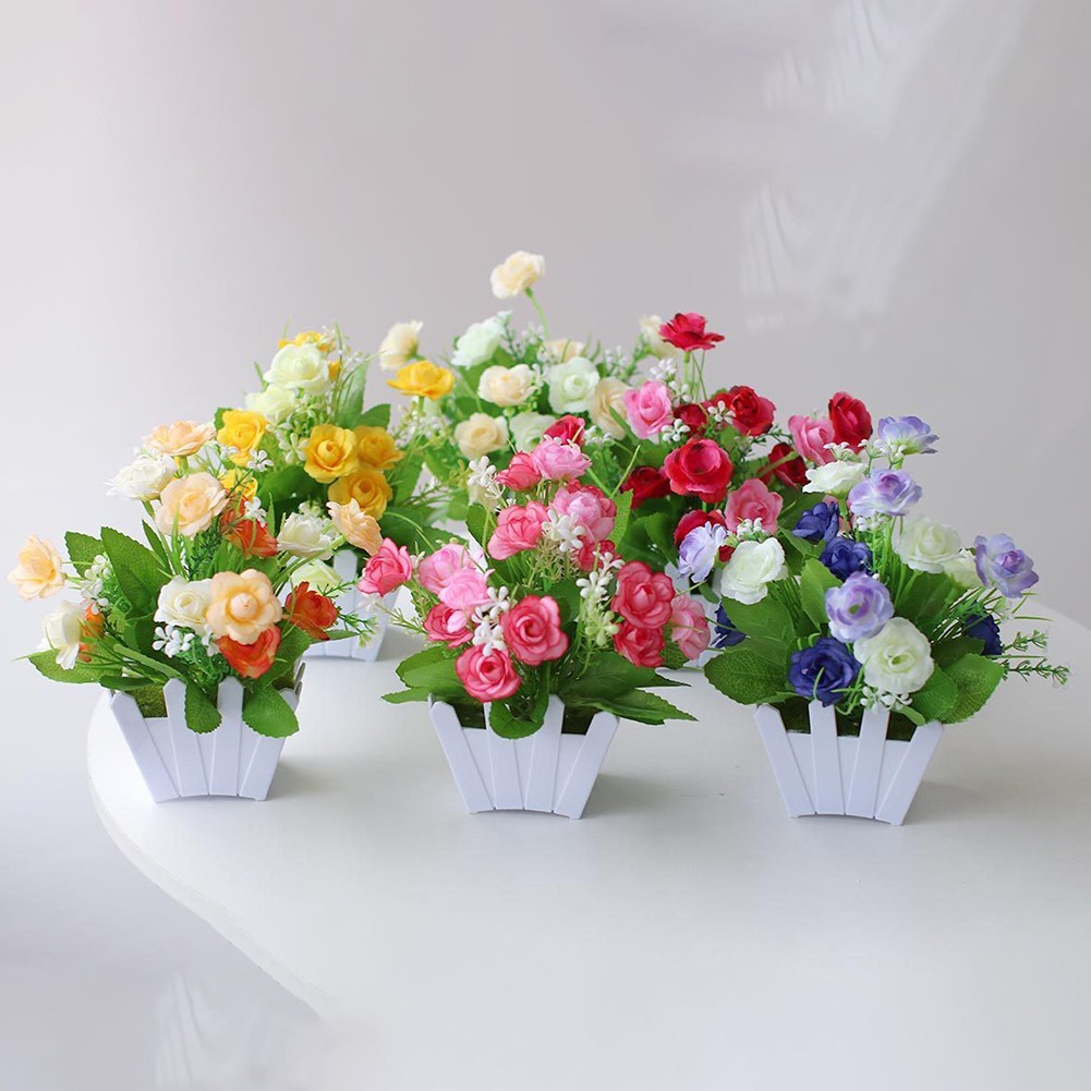 Artificial Potted Flowers Fake False Plants Outdoor Garden Home In Pot Decor