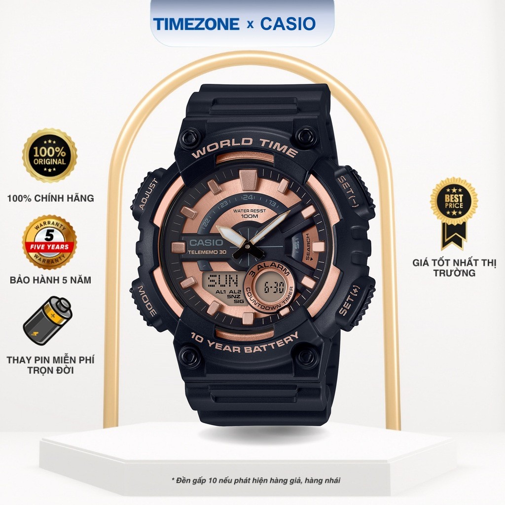 Đồng hồ Casio Chính Hãng AEQ110W-1A3 Dây Cao Su - TIMEZONEVN