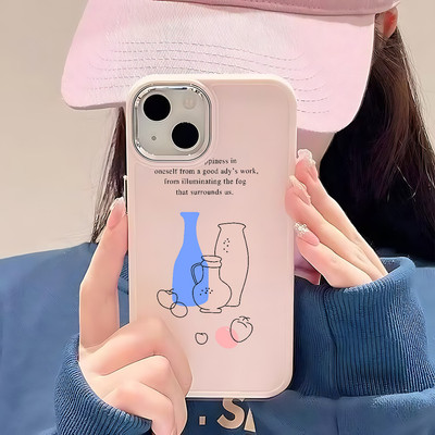 Suntaiho Tối Giản Still Life Pastel Màu Hồng In Hình TPU Chống Sốc Cho iPhone 17-11 X XS XR Pro Max Plus